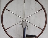 Sailboat steering wheel brown mahogany leather cover